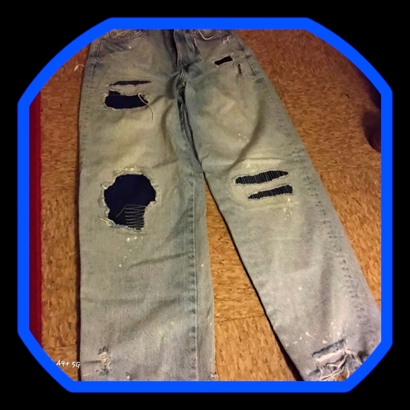 Zara Denim - Zara High Rise Lightwash Distressed  5 Pocket Wide Leg Jeans